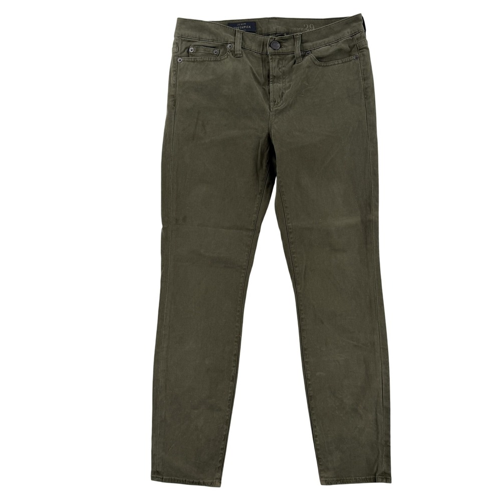J Crew Toothpick Skinny Jeans Womens 29 Olive Green Mid Rise Stretch Denim